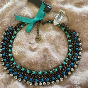 NWT HOLLISTER metal and ribbon choker necklace